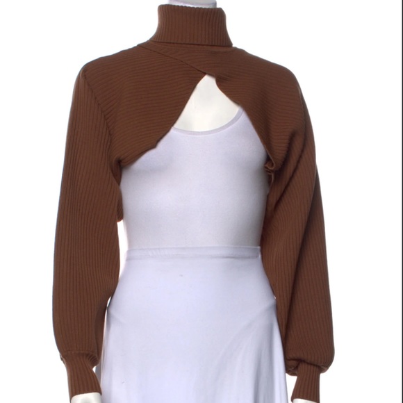 Ronny Kobo Turtleneck Long Sleeve Crop Top - Picture 1 of 3